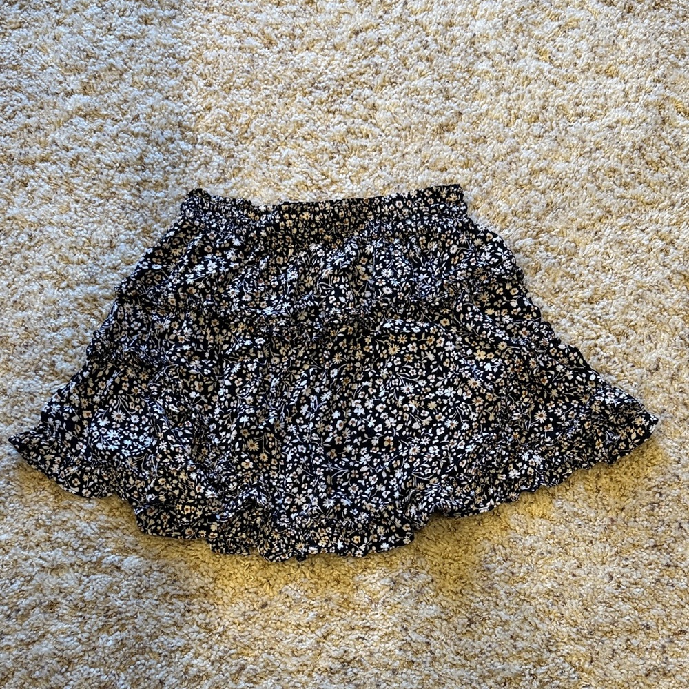 Angie Black and White Floral Mini Skirt